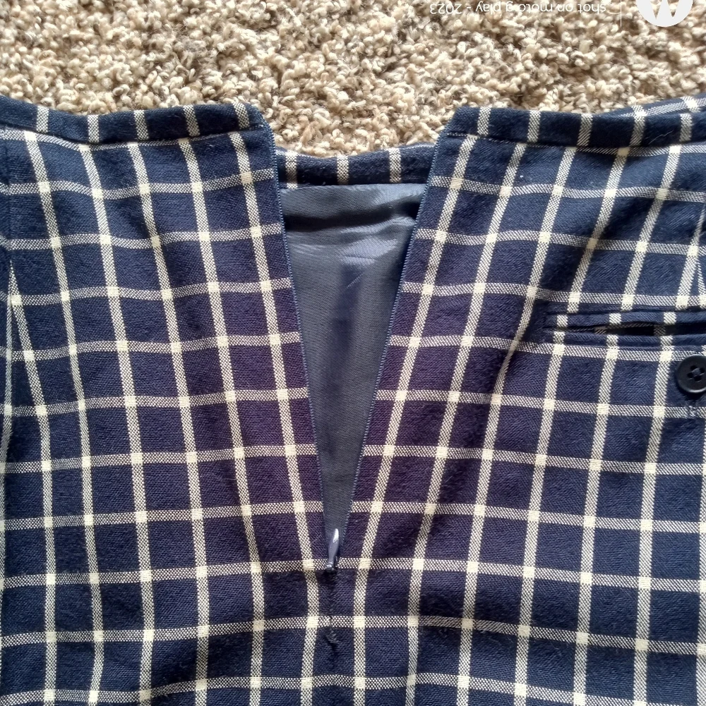 Ralph Lauren Women's Plaid Midi Skirt Cotton Blend Vintage Blue Size Large 14 - Picture 8 of 9